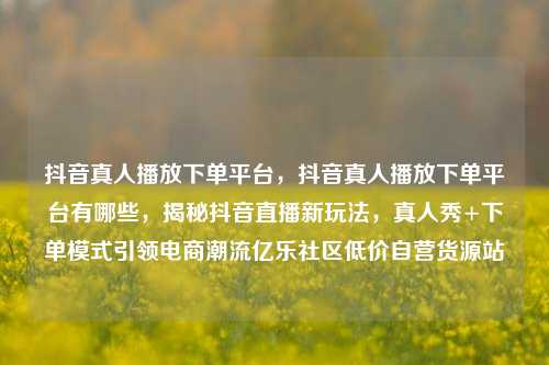 抖音真人播放下单平台，抖音真人播放下单平台有哪些，揭秘抖音直播新玩法，真人秀+下单模式引领电商潮流亿乐社区低价自营货源站  第1张