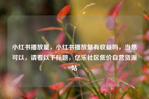 小红书播放量，小红书播放量有收益吗	，当然可以，请看以下标题，亿乐社区低价自营货源站  第1张
